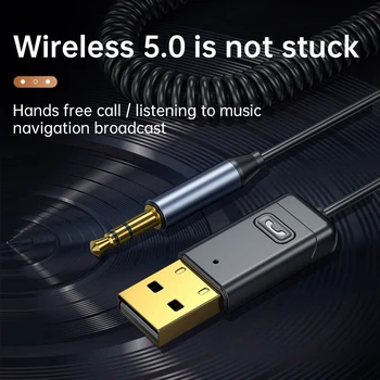 Bil Bluetooth-Modtager,Aux Bluetooth-Kabel til Bilen 3,5 mm Jack 5.0 Modtager Højttaler Lyd Musik-Senderen