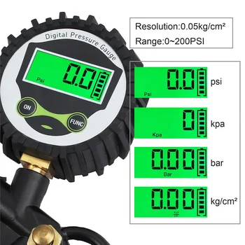 Bil Dæk Luft-Inflator Måle Inflation Overvågning Manometer Digital LCD Skærm LED Baggrundsbelysning Køretøj Tester For Auto