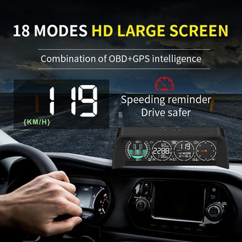 Bil Head Up Display med HUD Tv med Smart GPS-Tire Pressure Monitor Hældningsmåler med dæktryk og Temperatur X92