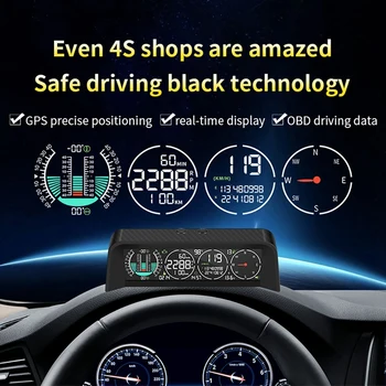 Bil Head Up Display med HUD Tv med Smart GPS-Tire Pressure Monitor Hældningsmåler med dæktryk og Temperatur X92