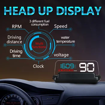 Bil HUD Head Up Display Vand Temp Auto Elektronisk Spænding Alarmer C500 OBD Hastighedsoverskridelse Alarmer System Universal