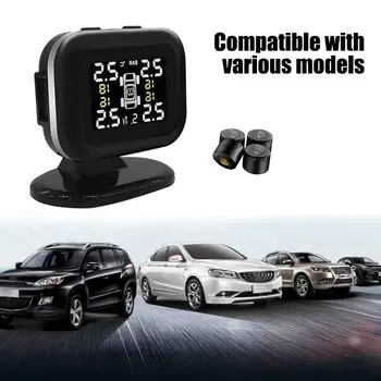 Bil Mini Wireless USB-TPMS LCD-Bil Tire Pressure Monitoring System Med 4 Eksterne Sensorer