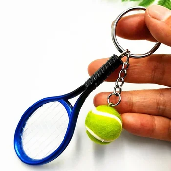 Bil nøgle vedhæng mini tennisracket bolden nøgle kæde vedhæng taske tilbehør sport bagcar nøglering fan souvenir nøglering nøglering