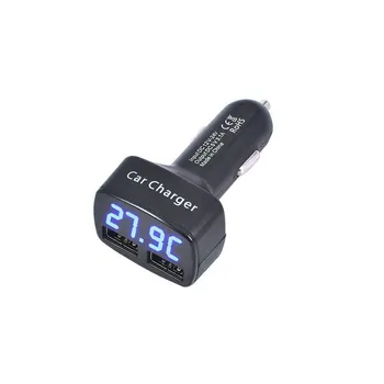 Bil Oplader Dobbelt dc 5 v 3.1 EN USB Med Spændings - /Temperatur/Løbende Meter Tester Adapter Digital Display-4i1 12-24V Telefon Oplader