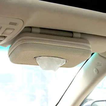 Bil Servietholder Hængende Væv Box Auto Parasol Opbevaringskasser Microfiber Læder Solskærm Toiletpapir Indehavere