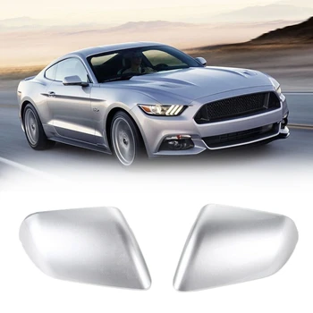 Bil Sølv Udvendige Bagerste Se Side Spejl Cover Trim for Ford Mustang-2020