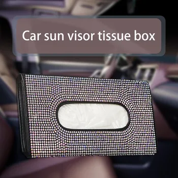 Bil Tissue Box Solskærm Diamant Læder Væv Max Universal Bil Hængende Servietholder Bil Dekoration