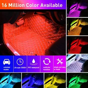Bilens Interiør Atmosfære LED RGB Dash-Gulvtæppe Fod RGB LED Strip Dekorative Lys, Musik, Lyd Kontrol