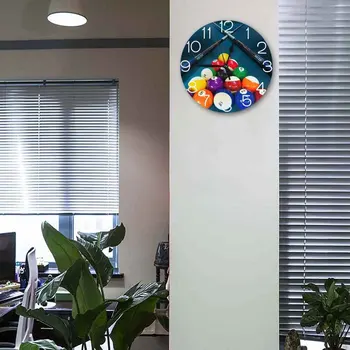 Billard 12 Inches Moderne Wall Clock-batteridrevet Runde Skrivebord Ur til stuen Dekorative Stille Uret