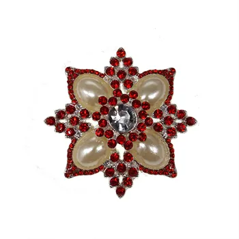 Billige Kvinder Smykker Legering siver forgyldt blomst Clearancewhite pearl red Rhinestone Broche Pin-kode Til Dekoration