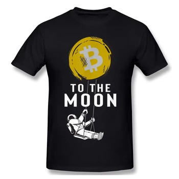 Bitcoin Til Månen T-Shirt Harajuku Overdimensionerede Bomuld Tilpassede Kortærmet Mænd T-Shirt