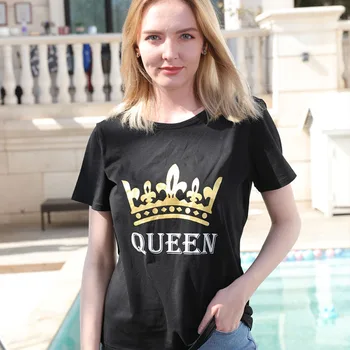 Bjørn Leder 2021 Nye Sommer Mode Familie Matchende T-Shirt Crown Print Prinsesse Tøj Far Mor Drenge Piger Søde Casual Tøj