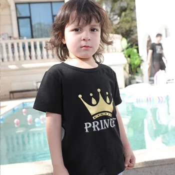 Bjørn Leder 2021 Nye Sommer Mode Familie Matchende T-Shirt Crown Print Prinsesse Tøj Far Mor Drenge Piger Søde Casual Tøj