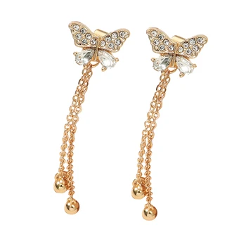 Blanke Butterfly Øreringe Lang Kæde Øreringe Guld Dingle Elegante Trendy 2021 Nye Smykker Til Kvinder