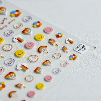 Blomst, Frugt Søm Mærkat Japansk Søde Smilende engelske Alfabet Rainbow Applique DIY Nail Art Dekoration Tilbehør