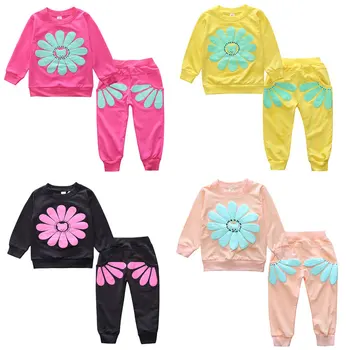 Blomster Nyfødte Baby Pige Tøj Kit Foråret Baby Pige Outfit Top Bomulds-Tshirt+Bukser 2 Stykke Casual Træningsdragt Spædbarn Tøj