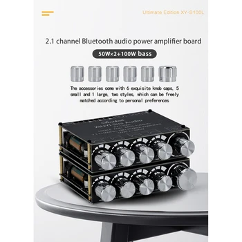 Bluetooth-5.0 2.1-Kanal Power Audio Stereo-Subwoofer-Forstærker i yrelsen 50WX2+100W Højttaler FORSTÆRKER XY-S100L