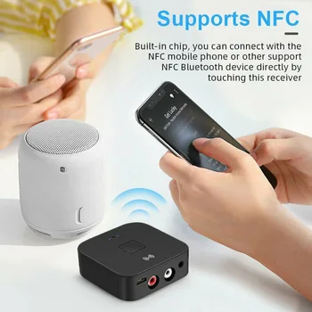 Bluetooth-5.0 RCA Audio Receiver APTX 3,5 mm AUX-Stik Musik Trådløse Bluetooth-Adapter, Med NFC-for Bil, Computer, TV-Højttalere