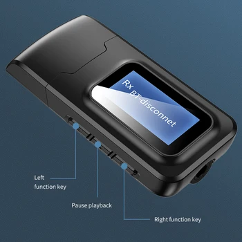 Bluetooth-5.0 USB-Dongle Audio Receiver Transmitter med LCD-Skærm til TV-Bil PC Mini-3,5 mm Jack AUX USB Wireless Adapter