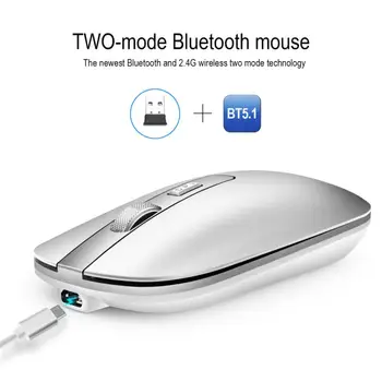 Bluetooth 5.1+2,4 G Trådløs Mus M50 Ergonomi Optisk PC 1600DPI Laptop Mus Metal Hjul lyd fra det Genopladelige Mus