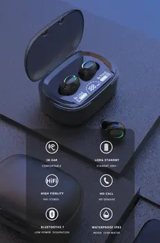 Bluetooth 5.1 Trådløse Headset TWS HD-Opkald, Sport Musik Hovedtelefoner Lang Standby Øretelefoner med 1200mAh Digital Display Opladning Sagen