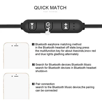 Bluetooth Hovedtelefon Sport Neckband Magnetiske Trådløse Hovedtelefoner Stereo Øretelefoner Musik med Mic for Smartphones Sort