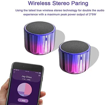Bluetooth Højttaler 5.0 Dosmix Wireless Pocket stereohøjttalere med 5W Stor Lyd 2-Timers Spilletid,Android, iOS Højttalere til iPhone