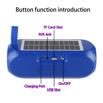 Bluetooth-Højttalere,Bærbare Bluetooth-Højtaler Musik i Stereo Box Solar Power Bank Vandtæt USB AUX FM-Radio