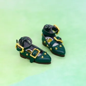 Blythyes dukke sko size fashion nye skruer nitter pegede alsidig læder sko mørk grøn rød hvid og andre farver