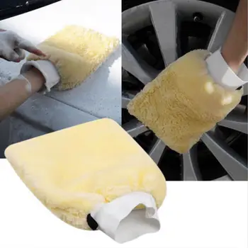 Blød Microfiber bilvask Handsker Rengøring polsk Bil Rengøring Vask Polering Handsker 24x16cm Fåreskind Auto Pleje