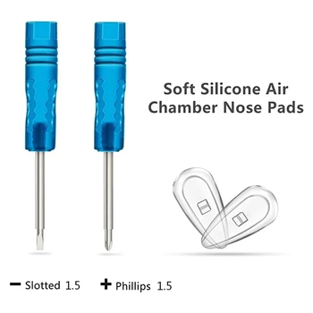 Blød Silikone luftkammer Brille Næse Puder,Monokel Repair Kit,5 Par af Skrue-I-airbag Briller Næse Pad Sæt(Blå)