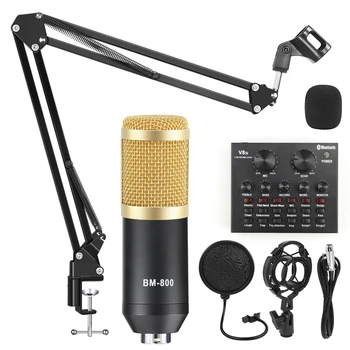 BM-800 Kondensator Mikrofon bm800 Mikrofon Optagelse Kits til Computer Phantom Power bm 800 Karaoke mikrofon lydkort