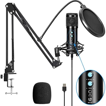BM858 USB Kondensator Mikrofon Kit til Computeren, Professionel Streaming Podcast, Live Streaming, Spil,Synge,Studio