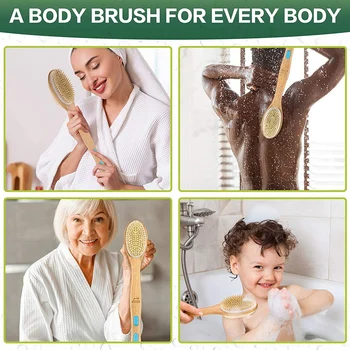 Body Brush,Brusebad Børste Dobbelt-Sidet, med Bløde og Stive Børster,Tilbage Skrubber til at Eksfoliere Huden,Forbedre Blodcirkulationen