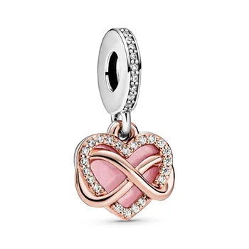 BOFUER Sølv Farve Pink Kærlighed Amulet Charms Vedhæng Passer til Pandora-Halskæde 925 Sølv Armbånd Gør Hjerte Smykker 322B
