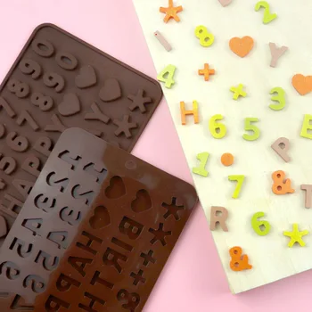 Bogstavet Antal Chokolade Silikone Formen Food Grade Bagning Skimmel Fondant Kage Cookies Jelly Chokolade Dekoration Værktøj