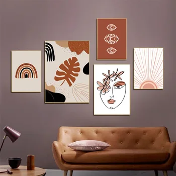 Boheme Abstrakte Vægmaleri Rainbow Solen Dekorative Lærred Plakater For Living Room Home Decor