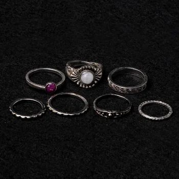 Boheme-Ring Sæt Vintage Antik Sølv Farve Sten Midi-Finger Ringe Til Kvinder /Mænd Smykker Steampunk Anillos 9pcs/sæt