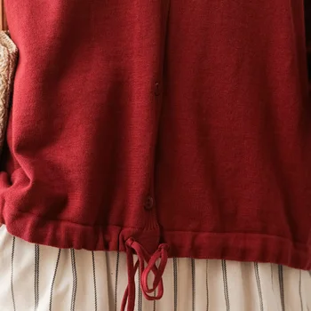 Bomuld strikket cardigan til kvinder snor hætte løs casual sweater pels Hættetrøje 2021 forår og Efterår Ny