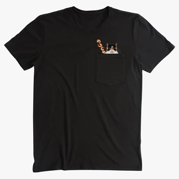 Bomuld T-Shirt Fashion Brand Sommeren Lomme Kat Vin, der Trykte T-shirt Mænd for Kvinder Shirt Hip Hop Toppe Sjove Bomuld t-Shirts