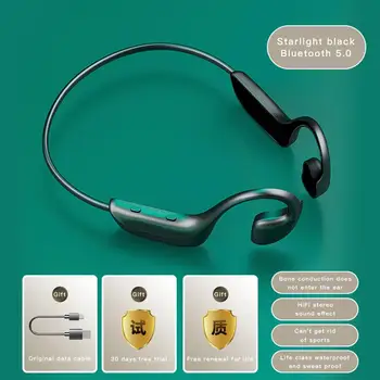 Bone Conduction Bluetooth-Headset, Trådløse Øre-monteret Sports Vandtæt Hovedtelefon Vandtæt Knappen Bøjning Hovedtelefoner