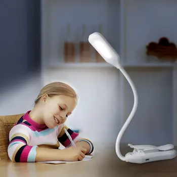 Book Lys USB-Genopladelige Fleksibel 1W 5 LED Clip Læsning Nat Lys 3 Lysstyrke Tilstande bordlampe Bruser Sengen Lanterne