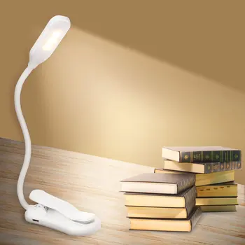 Book Lys USB-Genopladelige Fleksibel 1W 5 LED Clip Læsning Nat Lys 3 Lysstyrke Tilstande bordlampe Bruser Sengen Lanterne