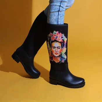 Botas de agua mu Gwenliza gummi gummistøvler Britiske klassiske høj sko Kvinder vandtæt regn støvler kvinder knee-high kvinder støvler