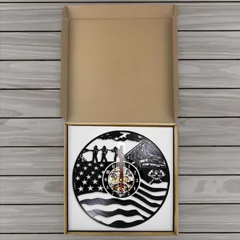 Brandslukning Redde Wall Art Vinylplade Vægur Hjelm Akser, Krydset Design Brandmand Amerikanske Flag Ikke-Tikkende Ure Ure
