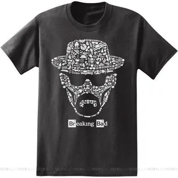 Breaking Bad Heisenberg Ansigt Sort kortærmet T-Shirt Nye Engros Tee Tshirt