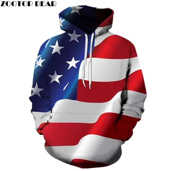 Bred Stribe 3D hoodie Mænd Pullover Sweatshirt Pullover Hoodie Casual Streatwear USA Flag Sweatshirt Mænd ZOOTOP BÆRE