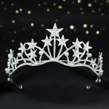 Bridal Crown Hovedklæde Nye Stjerne Form Crown Hovedbøjle Brude Hår Tilbehør Fødselsdag Crown Brude Smykker