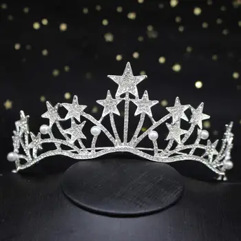 Bridal Crown Hovedklæde Nye Stjerne Form Crown Hovedbøjle Brude Hår Tilbehør Fødselsdag Crown Brude Smykker