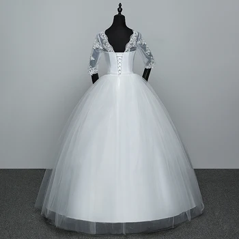 Bridal Wedding dress Plus size V-hals halvt ærme bryllup kjole lace applique balkjole prinsesse boho bridal wedding dress